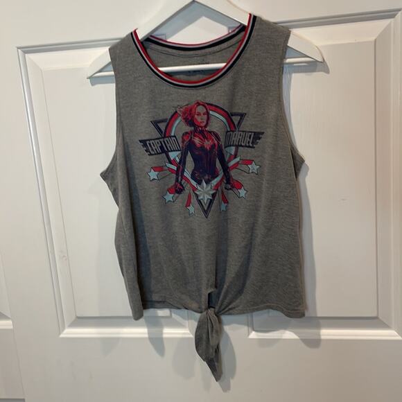 Captain Marvel sleeveless tee tied waist Large Preowned - Picture 2 of 6